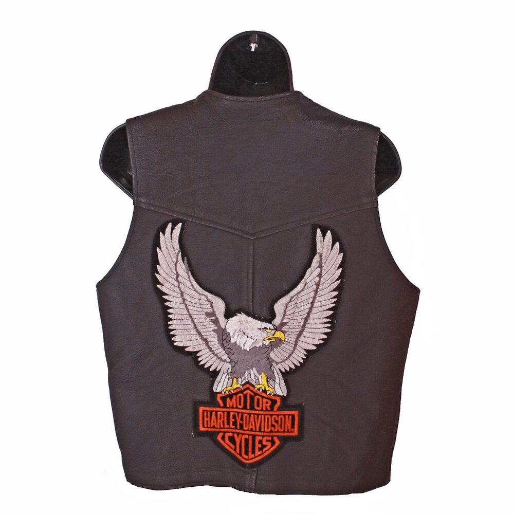 Lesco Leathers Vintage Harley Davidson Black Leather Moto Vest: Size 42